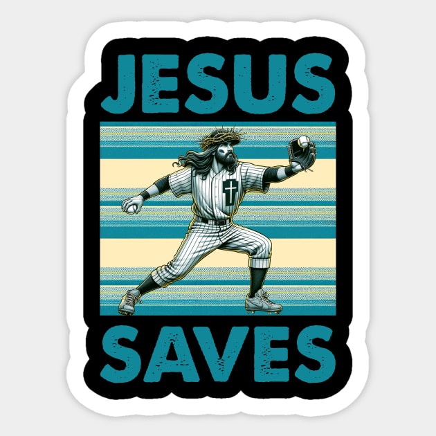 Baseball Jesus Saves Vintage Sticker by Che Tam CHIPS